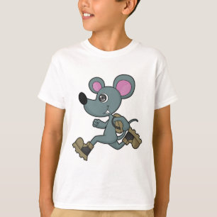 Camiseta Ratón como corredora con mochila