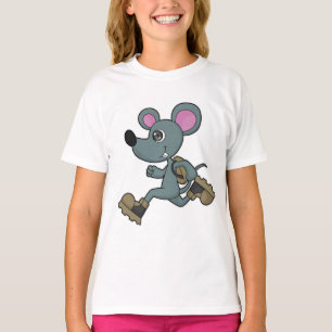 Camiseta Ratón como corredora con mochila