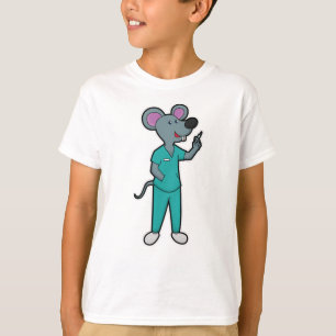 Camiseta Ratón como enfermera en la vacunación con jeringas