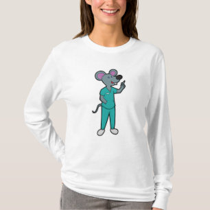 Camiseta Ratón como enfermera en la vacunación con jeringas