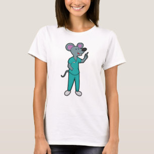 Camiseta Ratón como enfermera en la vacunación con jeringas