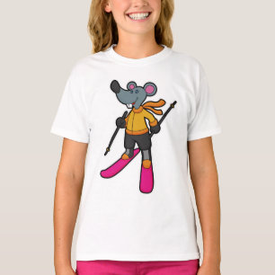 Camiseta Ratón como esquiador con esquí
