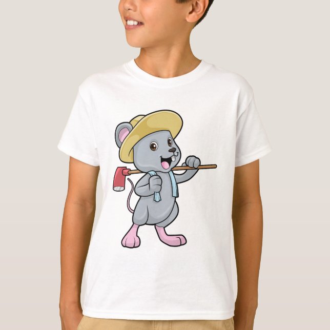 Camiseta Ratón como granjero con hacha y Gorra (Anverso)
