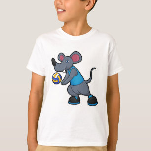 Camiseta Ratón como jugador de voleibol con voleibol