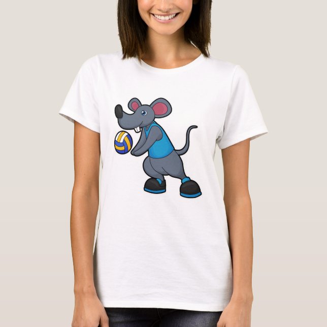 Camiseta Ratón como jugador de voleibol con voleibol (Anverso)