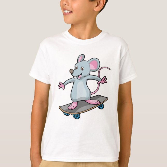 Camiseta Ratón como patinador con patineta (Anverso)