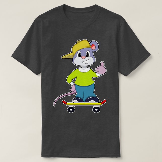 Camiseta Ratón como patinador con patineta (Diseño del anverso)