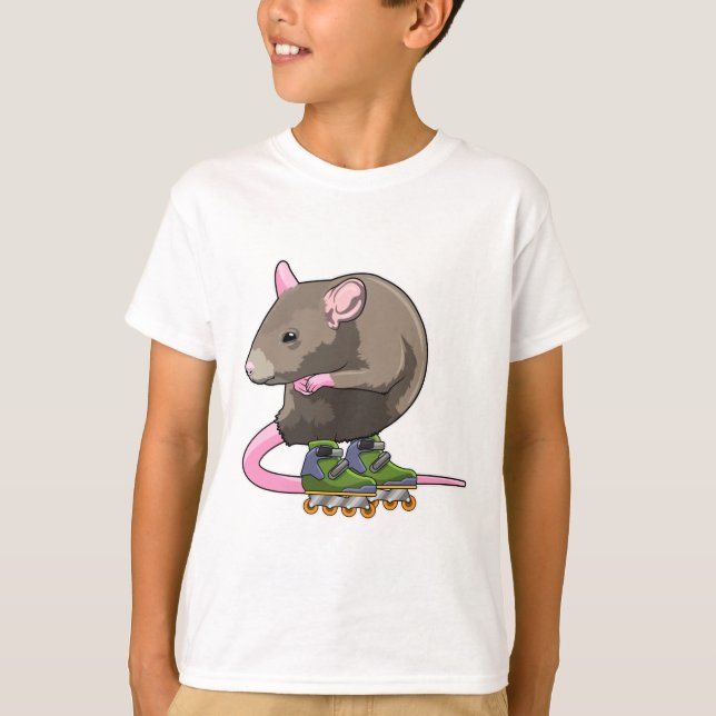 Camiseta Ratón como patinador en línea con patines en línea (Anverso)