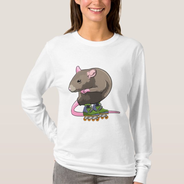 Camiseta Ratón como patinador en línea con patines en línea (Anverso)