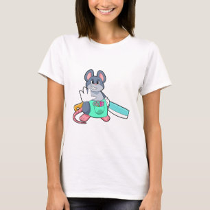Camiseta Ratón como peluquero con tijeras y comb