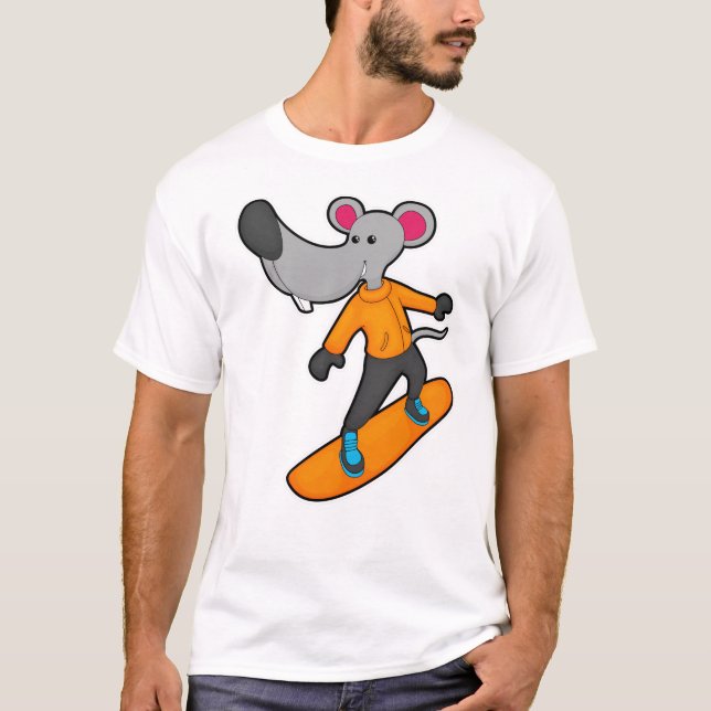 Camiseta Ratón como snowboard con Snowboard (Anverso)
