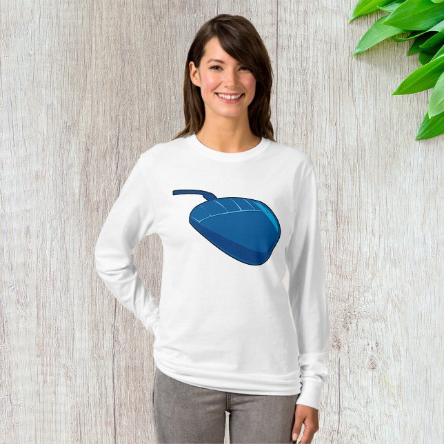 Camiseta Ratón de computadora azul Mujeres de manga larga (Subido por el creador)
