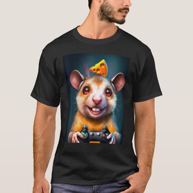 Camiseta Ratón de rata de juego con controlador de juegos y (Anverso)