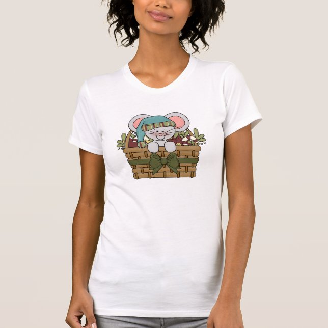 Camiseta Ratón del navidad en cesta (Anverso)