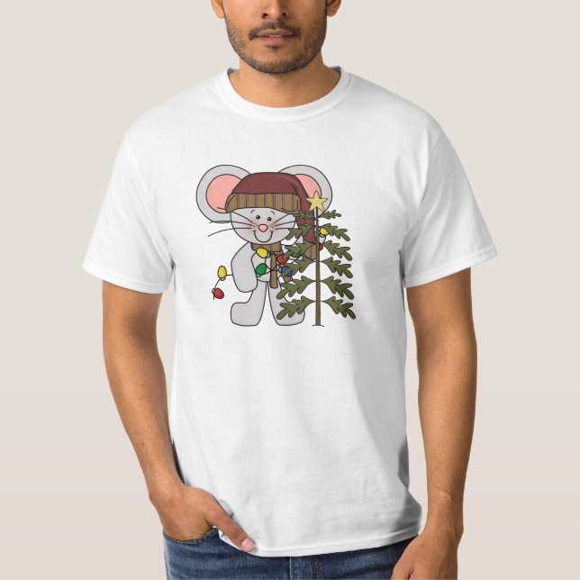 Camiseta Ratón del navidad que adorna el árbol (Anverso)