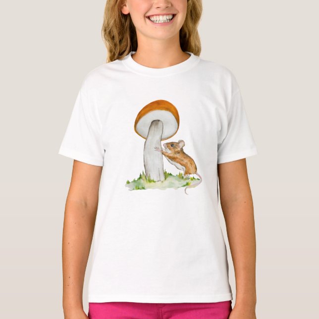Camiseta Ratón divertido con hongos salvajes (Anverso)