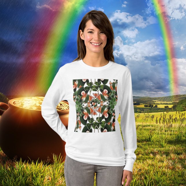 Camiseta Ratón en Clover Kaleidoscope Dos Día de San Patric (Mouse in Clover Kaleidoscope Two St. Patrick's Day T-Shirt)