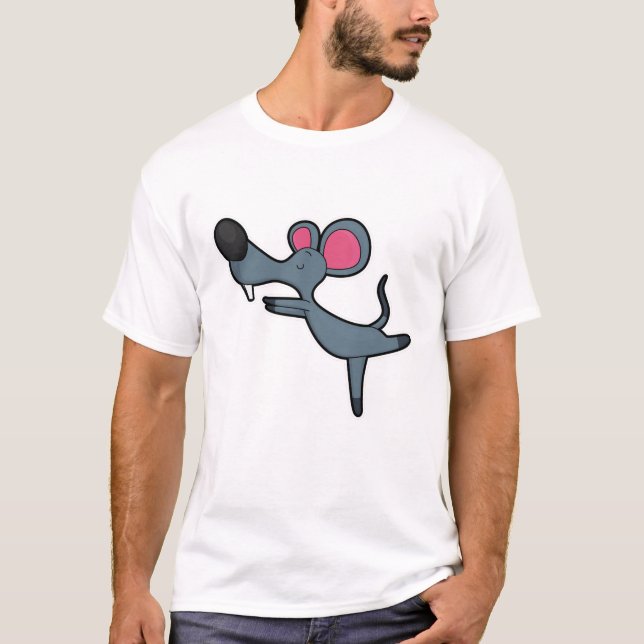 Camiseta Ratón en ejercicio de Estiramiento de Yoga (Anverso)