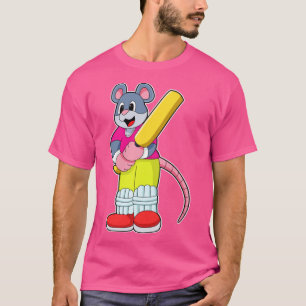 Camiseta Ratón en el críquet con bate de críquet1