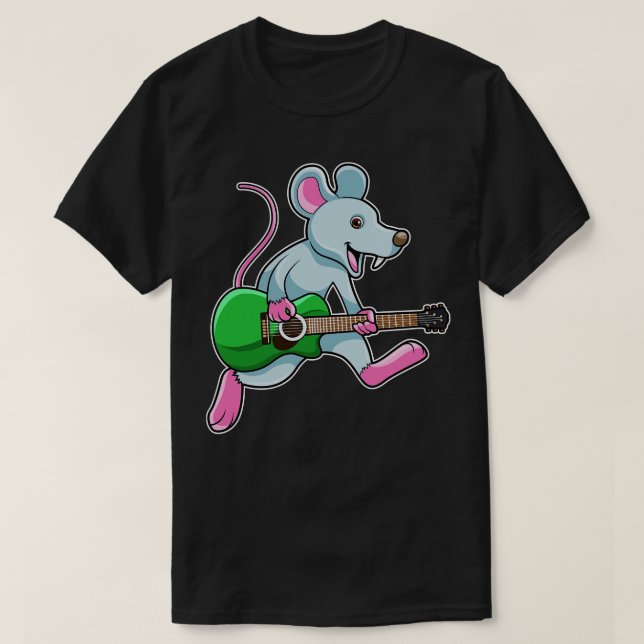 Camiseta Ratón en la música con guitarra (Diseño del anverso)