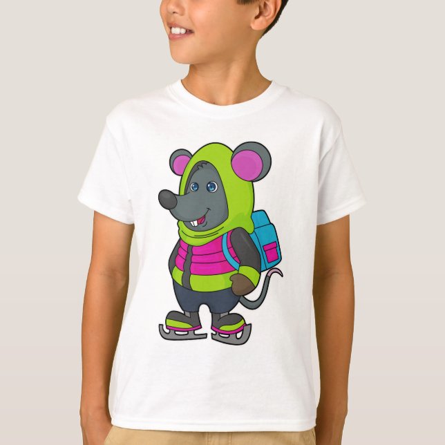 Camiseta Ratón en patinaje sobre hielo con patines de hielo (Anverso)