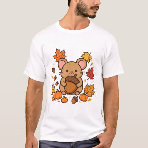 Camiseta Ratón Lindo de la Cosecha de Bellotas Arte de Otoñ
