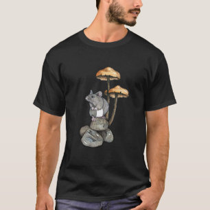 Camiseta Ratón Lindo Parado sobre Rocas, con Hongos