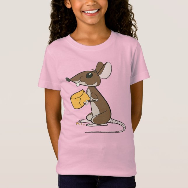 Camiseta Ratón Marrón Cuto Con Un Trozo De Queso (Anverso)