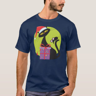 Camiseta Ratón negro gato para Navidades de los años 50