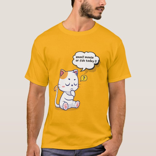 Camiseta ¿Ratón o pescado? - mascota gracioso - Gato de pen (Anverso)