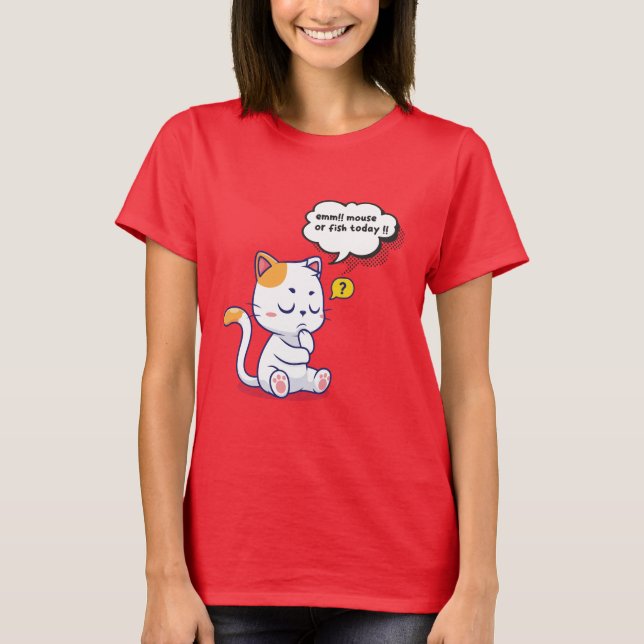 Camiseta ¿Ratón o pescado? - mascota gracioso - Gato de pen (Anverso)