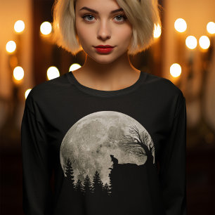 Camiseta ratón rezando en la luna de halloween de montaña