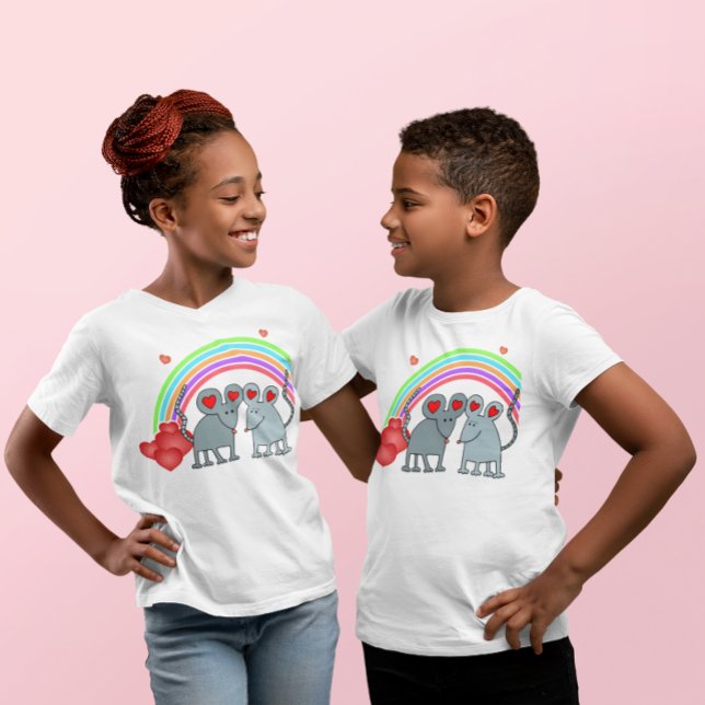Camiseta Ratones enamorados niños de San Valentín (Mice in Love Valentines Kids T-Shirt)