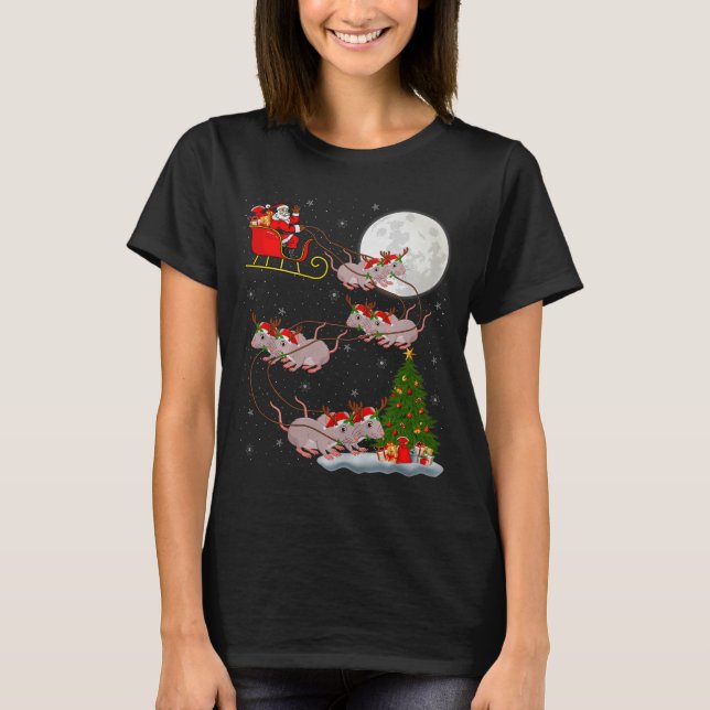 Camiseta Rats Santa Sleigh Flying Funny Magical Christmas P (Anverso)