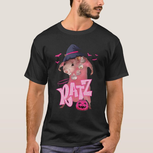 Camiseta RATZ Pink Meme Pumpkin Halloween Funny Premium Cos (Anverso)