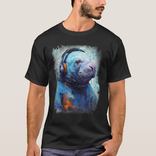 Camiseta Rave EDM Manatee Headphone (Anverso)