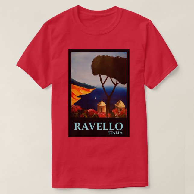 Camiseta Ravello Salerno Italia Vista de la Costa Amalfitan (Diseño del anverso)
