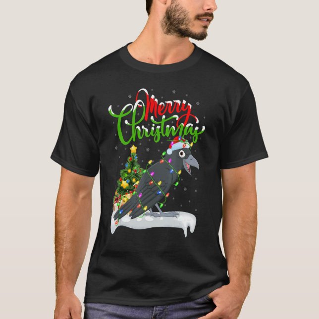 Camiseta Raven Bird Xmas Decoraciones Santa Raven Christma (Anverso)