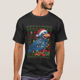 Camiseta Raven Bird Xmas enciende Ugly Santa Hat Raven Chri