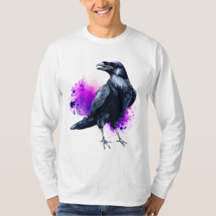 Camiseta Raven con fondo de color de agua púrpura