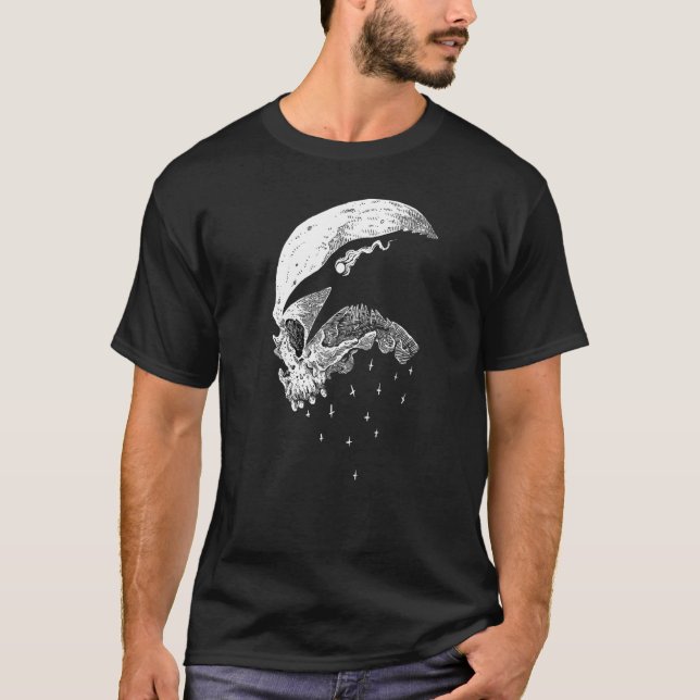 Camiseta Raven Cráneo Muerto Occulta Emo Metalizado Gótico  (Anverso)