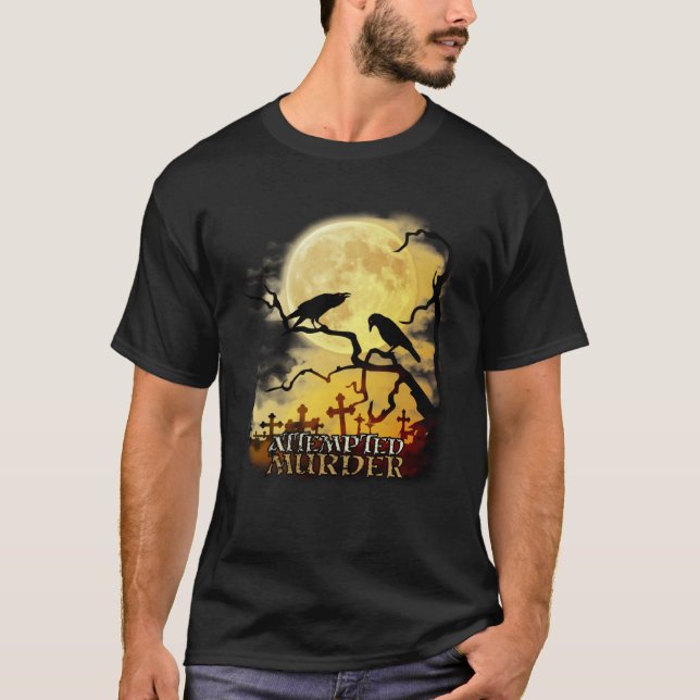Camiseta Raven Crow Attempted Murder Retro Moon Wiccan Paga (Anverso)