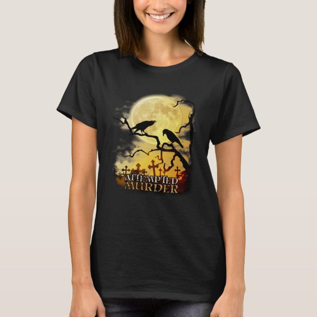 Camiseta Raven Crow Attempted Murder Retro Moon Wiccan Paga (Anverso)