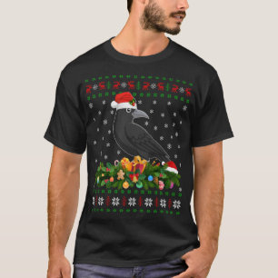 Camiseta Raven Crow Bird Lover Xmas Santa Hat Ugly Crow Chr