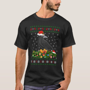 Camiseta Raven Crow Bird Lover Xmas Santa Hat Ugly Crow Chr