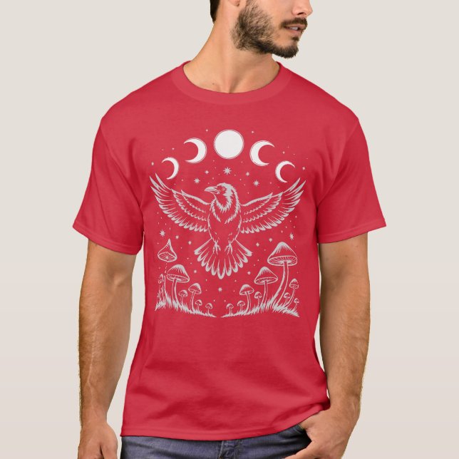 Camiseta Raven Crow Blackbird Witchcore Mystical Moon (Anverso)