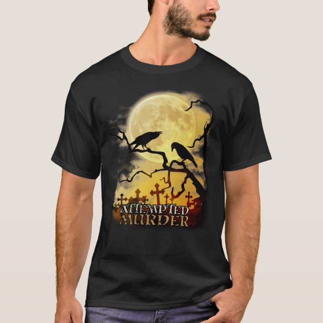Camiseta Raven Crow Intento De Asesinato Retro Moon Wiccan  (Anverso)