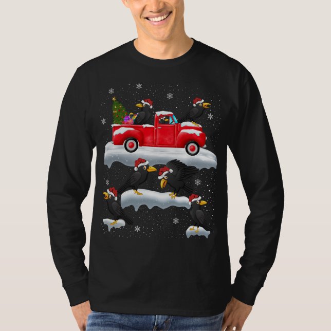 Camiseta Raven Crow Manejando Árbol de Navidad Red Truck Ra (Anverso)