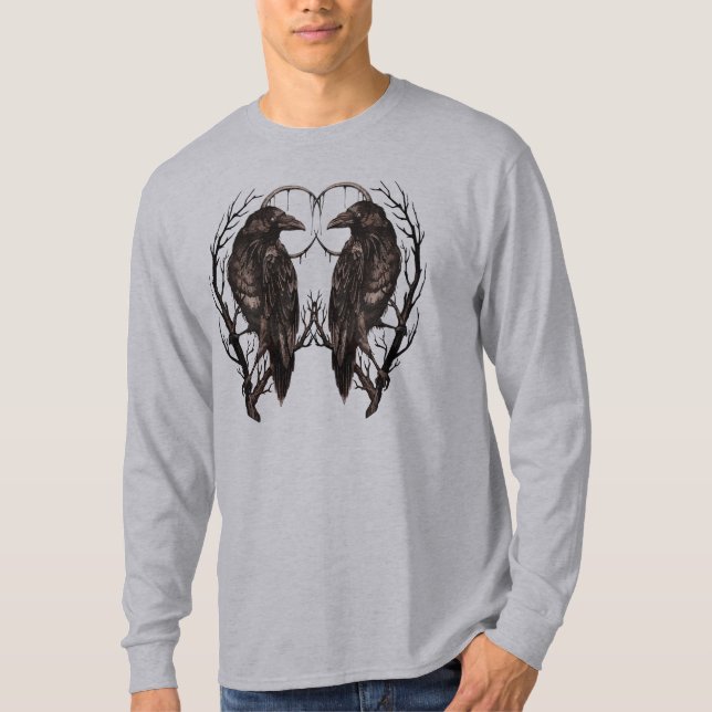 Camiseta Raven en el árbol muerto - Arte gótico oscuro (Anverso)