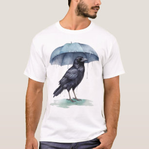 Camiseta Raven en la lluvia con una Novedad de paraguas